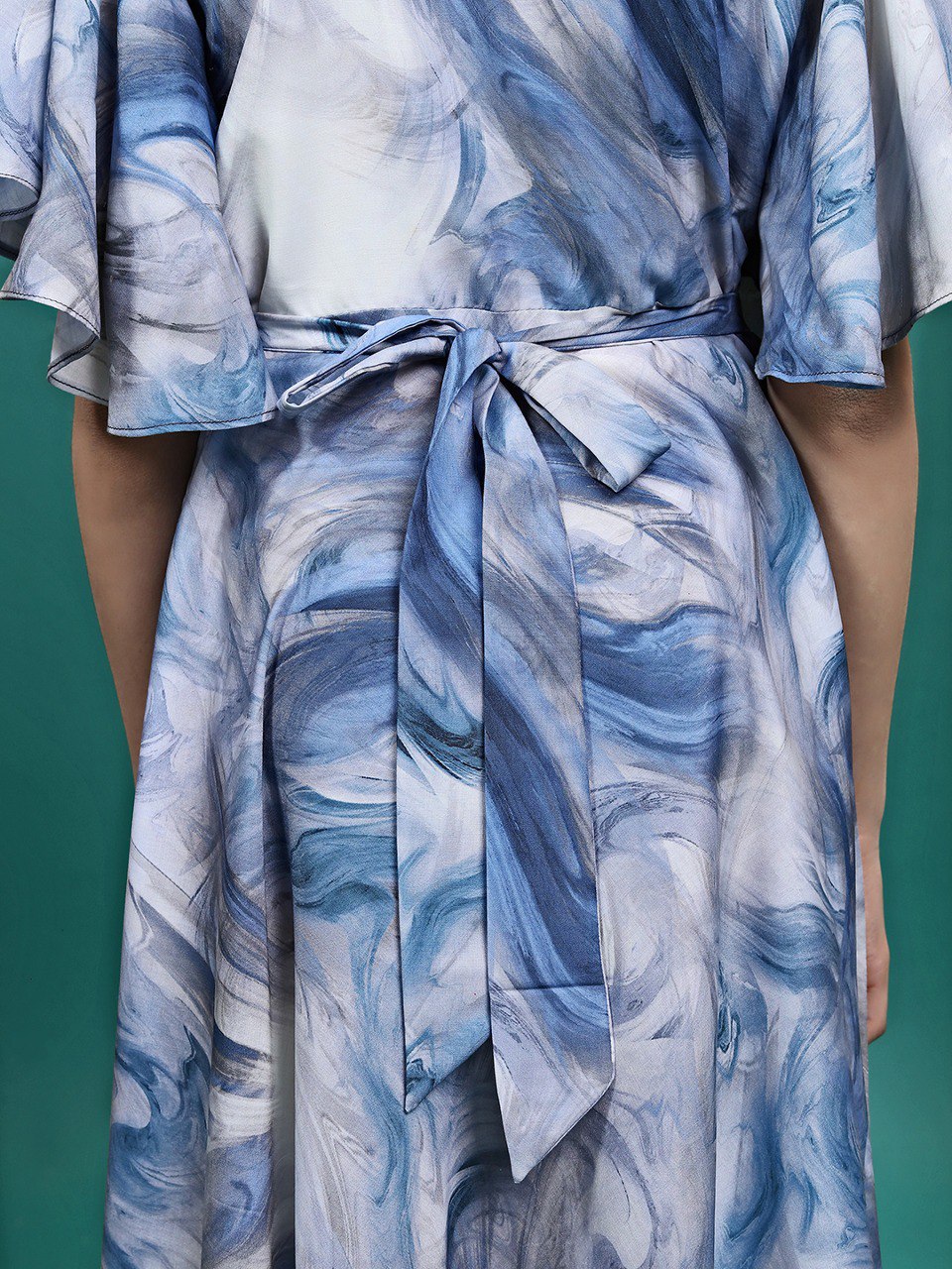 Weaving Designing Maslin shibori Printed Fit & Flare Maxi Length Dress