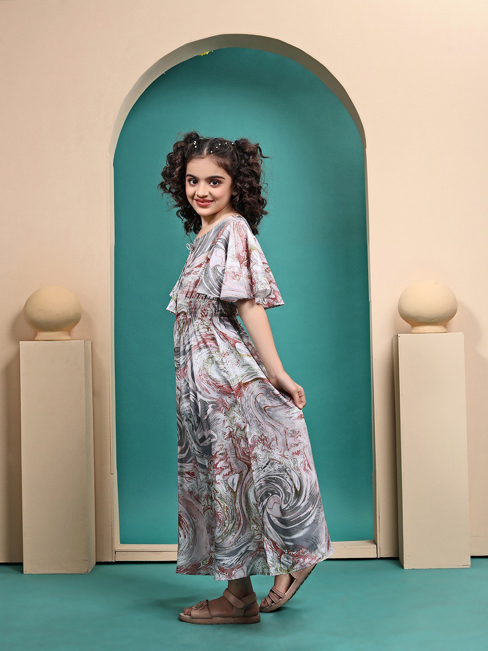 Weaving Designing Maslin shibori Printed Fit & Flare Maxi Length Dress