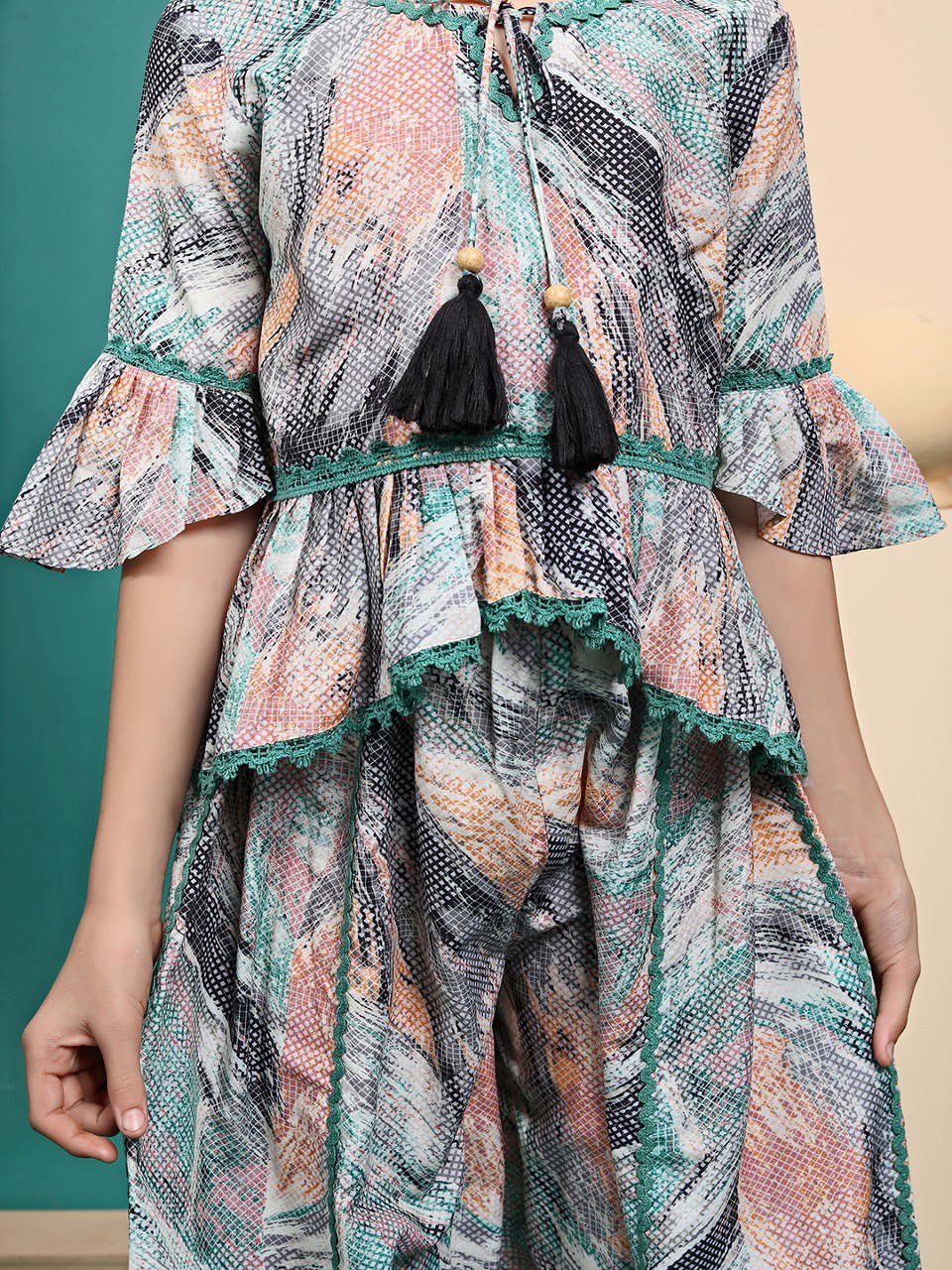 Wonderful Multicolour Printed Peplum Top And Plazzo Set