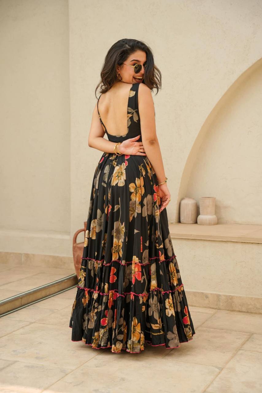 Beautiful And Colorful Flower Design Dress