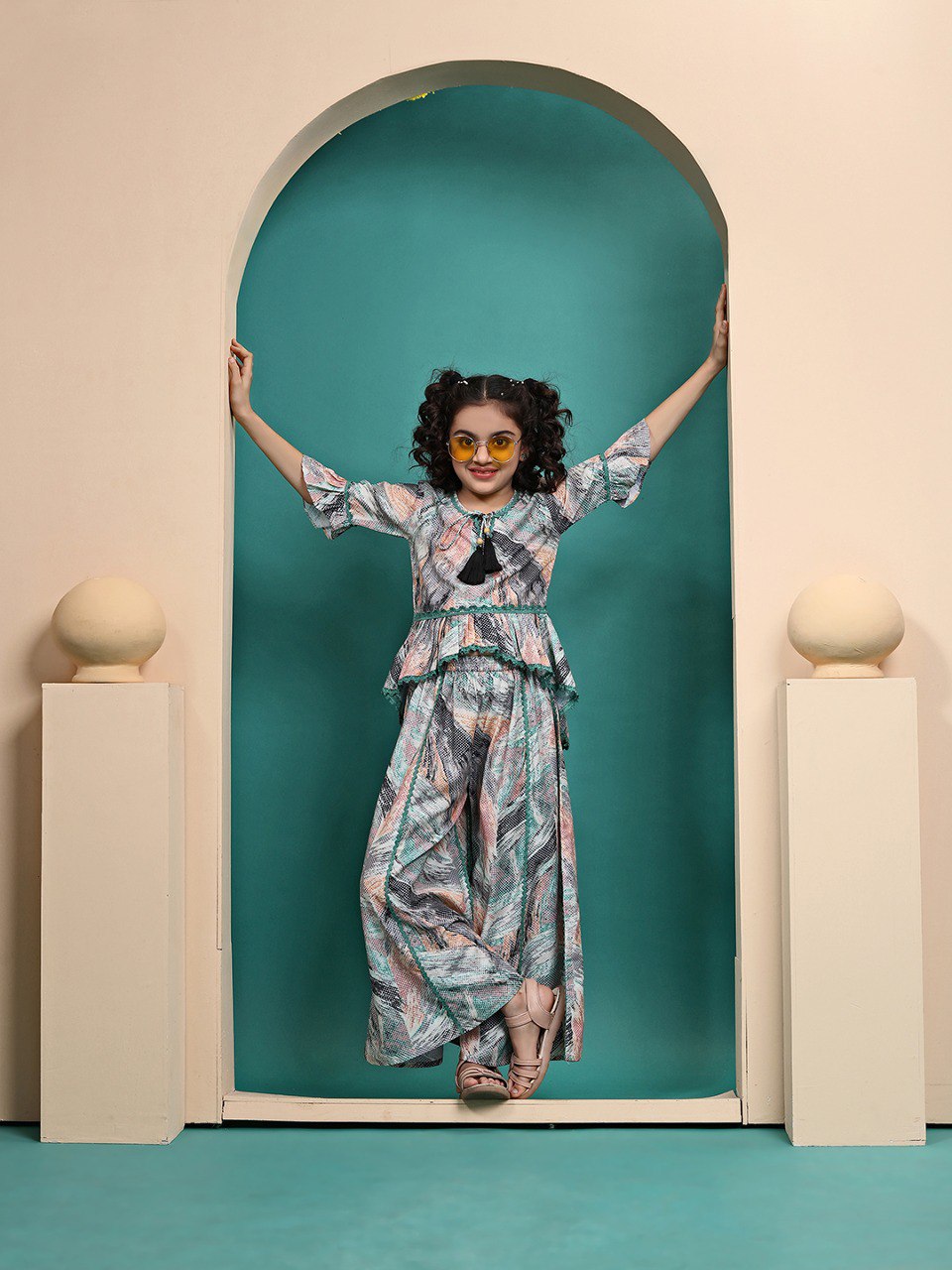 Wonderful Multicolour Printed Peplum Top And Plazzo Set