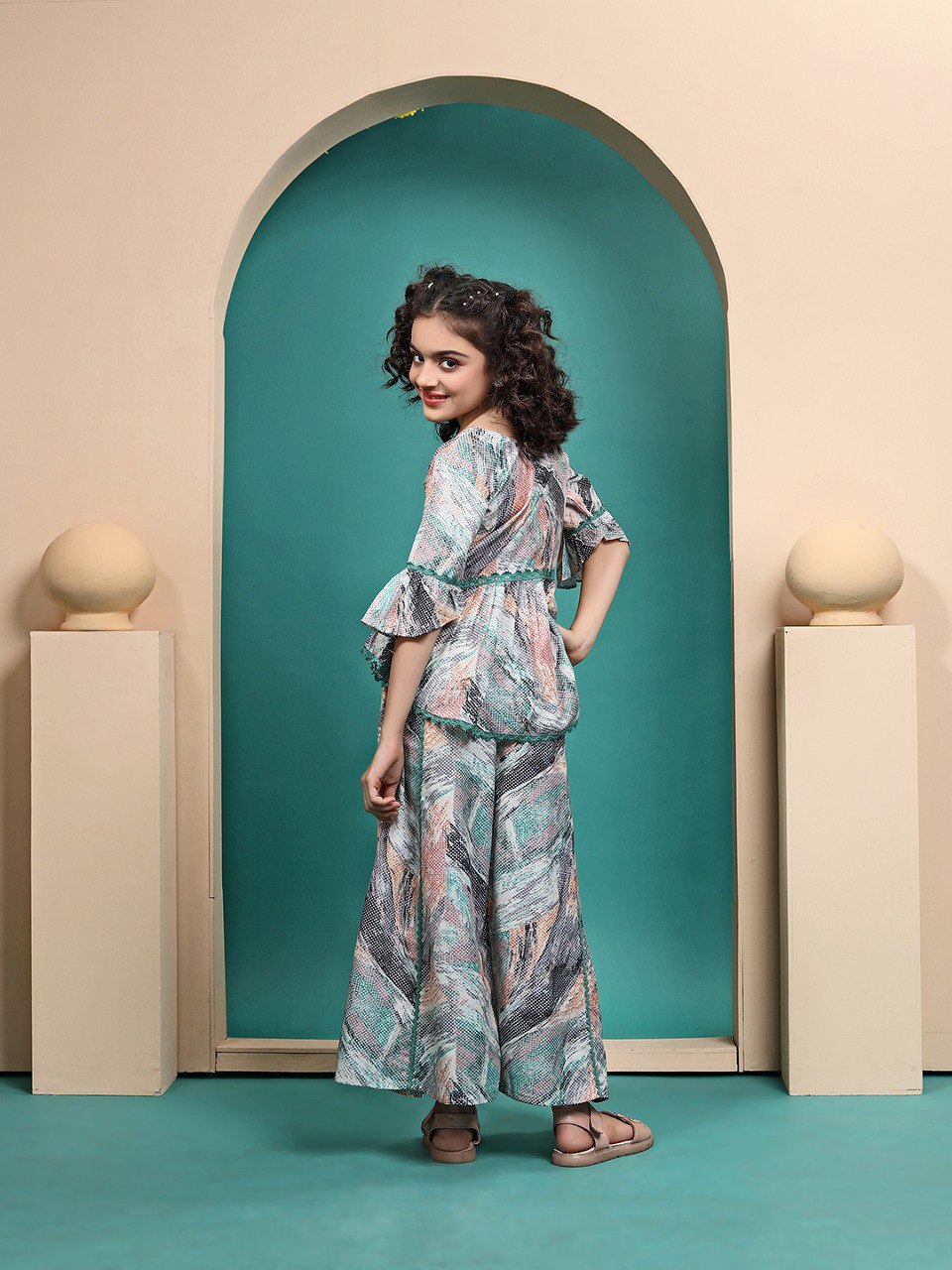 Wonderful Multicolour Printed Peplum Top And Plazzo Set