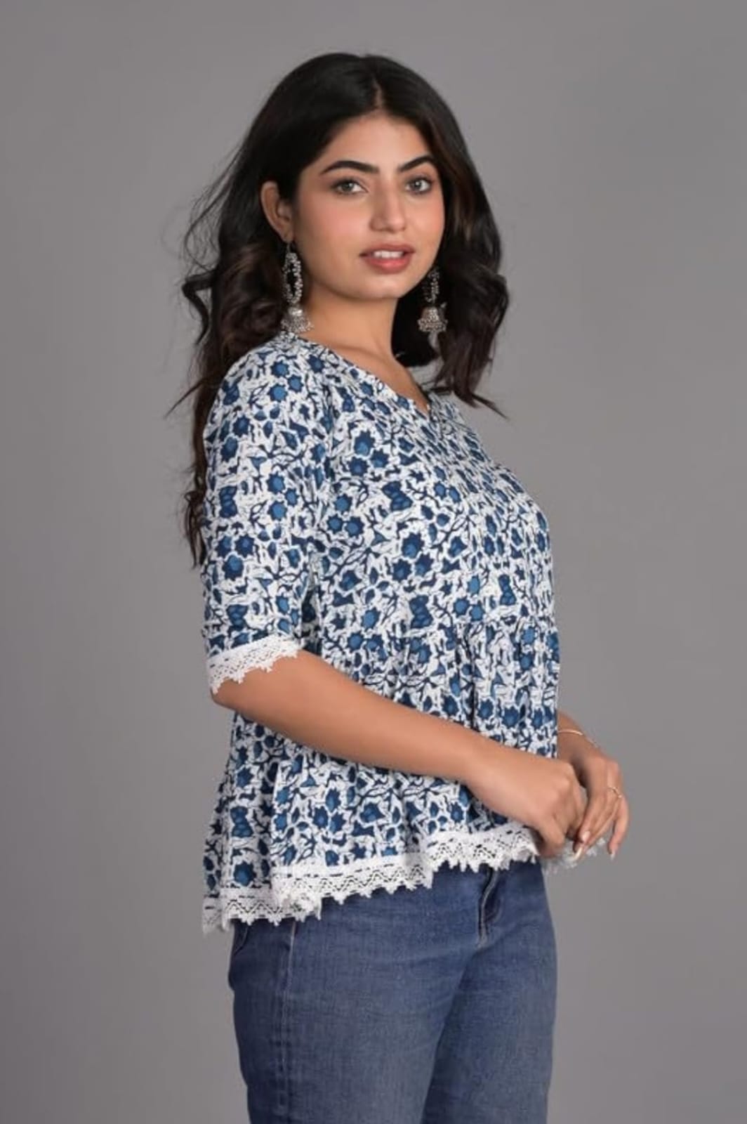 White & Blue Beautiful Design Top