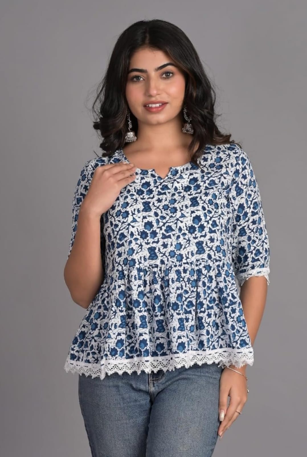 White & Blue Beautiful Design Top