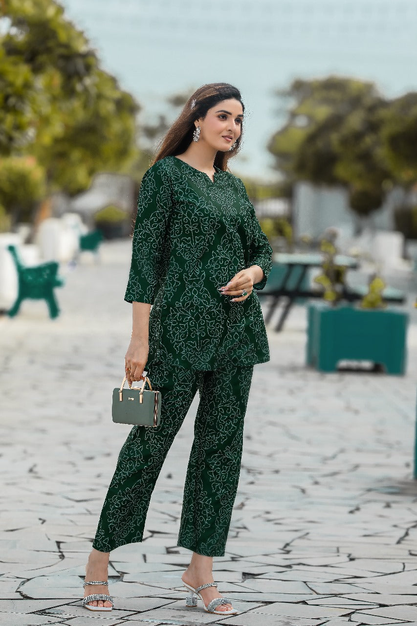 Greeny Bandhani Dot Excellent Design Co-ord Set