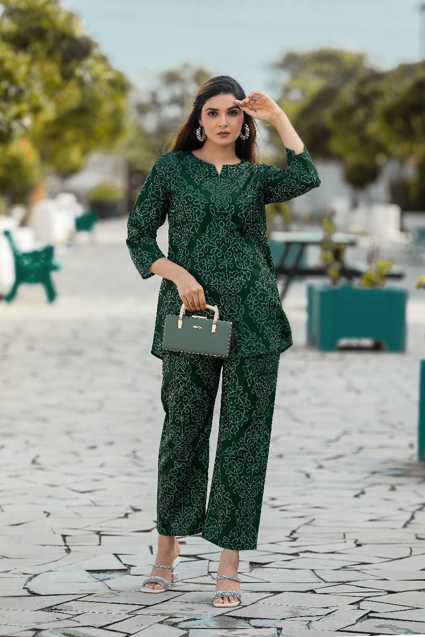 Greeny Bandhani Dot Excellent Design Co-ord Set